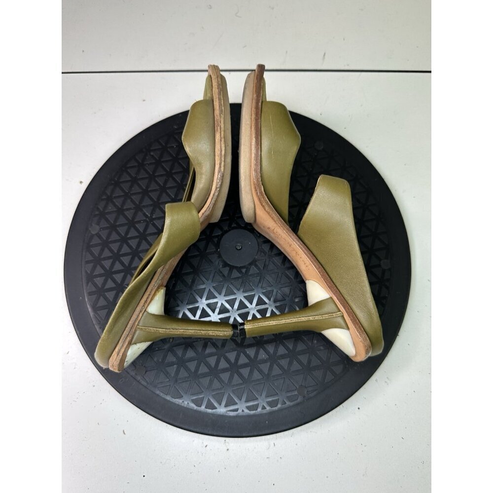 VTG Lisa Nading Green Leather Open Toe Heel Sandals Sz 36 / 6 US - Picture 6 of 12